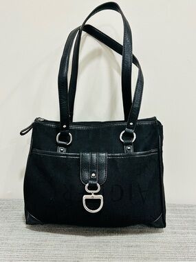 Etienne Aigner Black Sturdy Fabric Multi-Compartment Lightweight Shoulder Bag